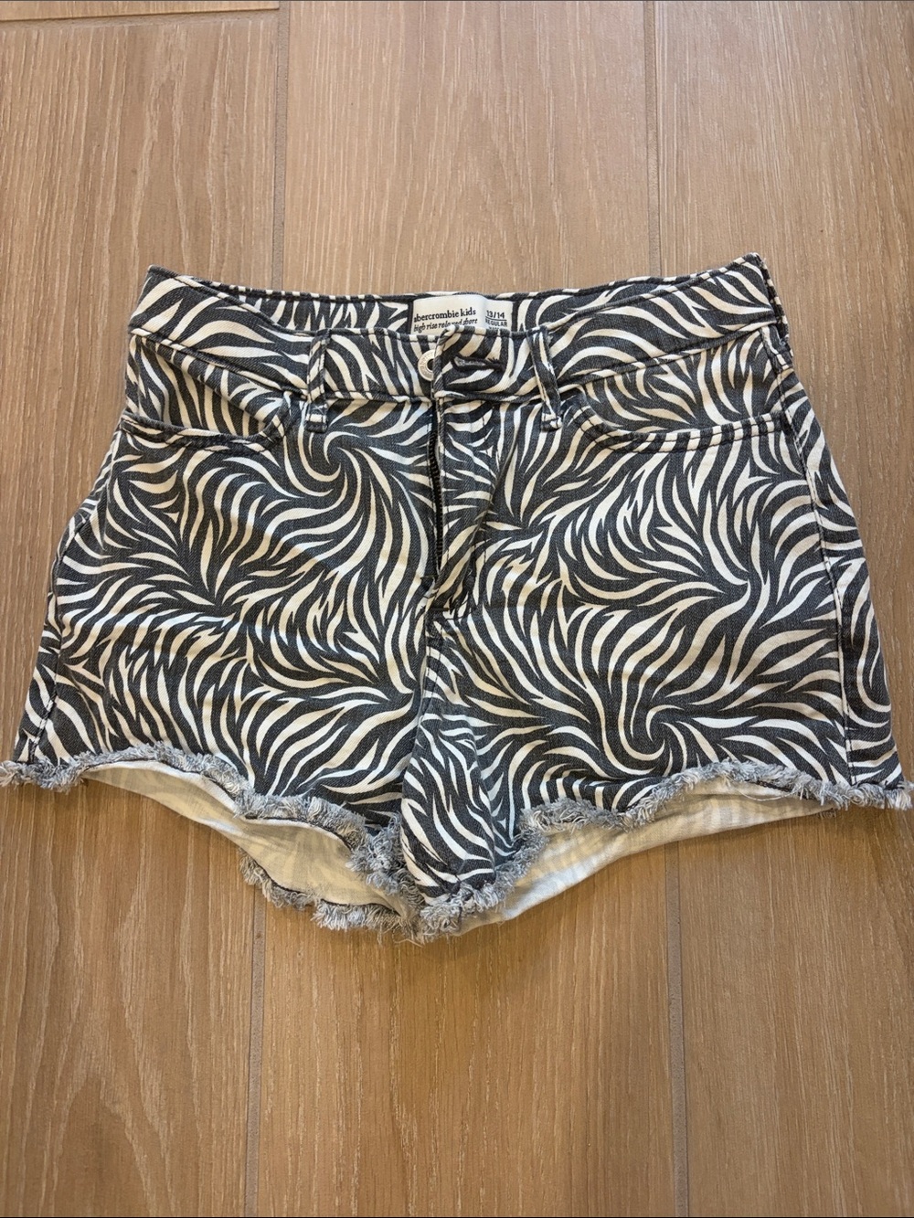 Abercrombie Kids Black and White Swirl Cutoff Denim Shorts
